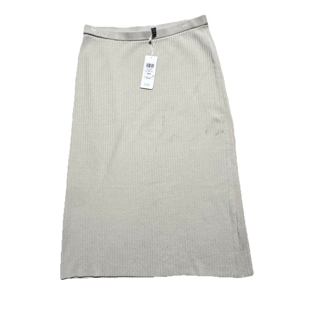 New Eileen Fisher Bone Straight Tencel Skirt M $258 Womens Knit Minimalist NWT
